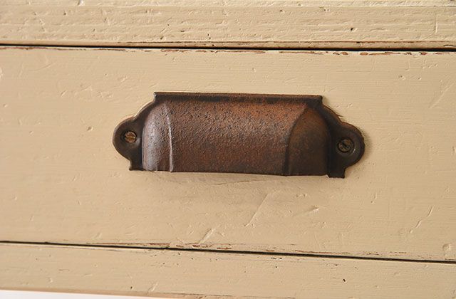 アンティーク家具　薄型のペイント片袖机　和製アンティーク