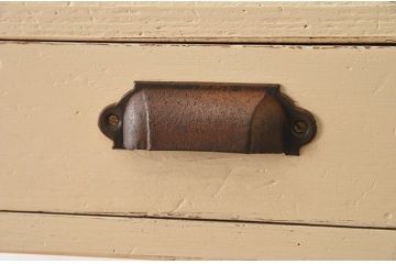 アンティーク家具　薄型のペイント片袖机　和製アンティーク