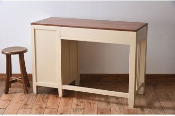 アンティーク家具　薄型のペイント片袖机　和製アンティーク