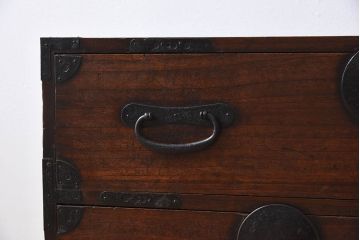 アンティーク家具　丸金具付き!アンティークの時代箪笥ローボード　前桐材製(2)