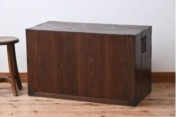 アンティーク家具　丸金具付き!アンティークの時代箪笥ローボード　前桐材製(2)