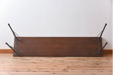  天板一枚板!古材をリメイクした鉄脚テーブル(2)
