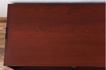 アンティーク家具　和製アンティーク　漆塗り!前面欅材の時代箪笥ローボード(3)