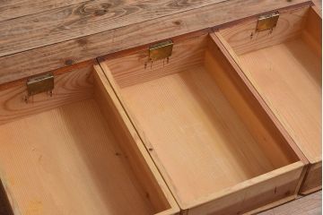 アンティーク家具　和製アンティーク　漆塗り!前面欅材の時代箪笥ローボード(3)