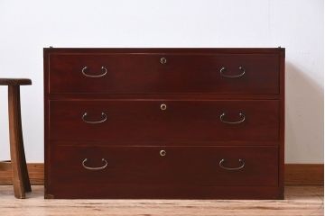 アンティーク家具　上品な漆の時代箪笥ローボード　前面欅材　和製アンティーク