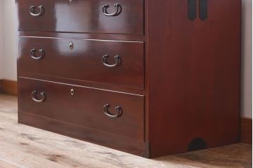 アンティーク家具　上品な漆の時代箪笥ローボード　前面欅材　和製アンティーク