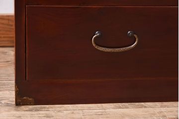 アンティーク家具　上品な漆の時代箪笥ローボード　前面欅材　和製アンティーク