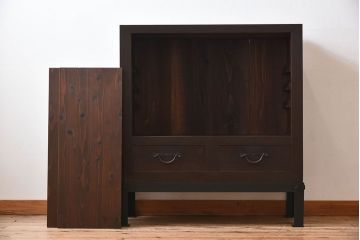 アンティーク家具　古民具・骨董　三尺　明治大正期　重厚な鉄脚付き!水屋箪笥サイドボード(1)