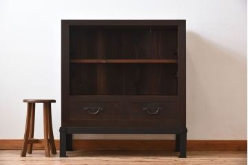 アンティーク家具　古民具・骨董　三尺　明治大正期　重厚な鉄脚付き!水屋箪笥サイドボード(1)