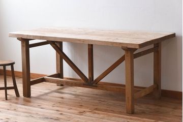 アンティーク家具　極厚天板　ナラ材製　木味　大きなアンティーク作業台(ダイニングテーブル)
