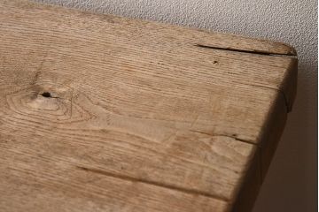 アンティーク家具　極厚天板　ナラ材製　木味　大きなアンティーク作業台(ダイニングテーブル)