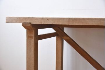 アンティーク家具　極厚天板　ナラ材製　木味　大きなアンティーク作業台(ダイニングテーブル)