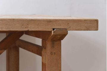 アンティーク家具　極厚天板　ナラ材製　木味　大きなアンティーク作業台(ダイニングテーブル)