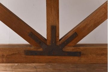 アンティーク家具　極厚天板　ナラ材製　木味　大きなアンティーク作業台(ダイニングテーブル)