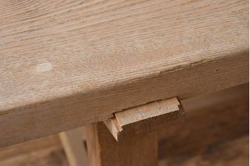 アンティーク家具　極厚天板　ナラ材製　木味　大きなアンティーク作業台(ダイニングテーブル)