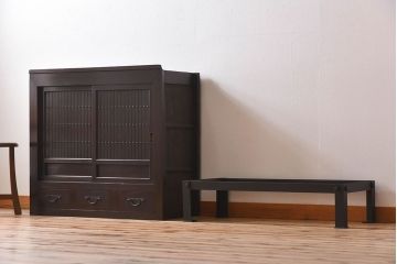 アンティーク家具　【H様購入分】古民具・骨董　三尺　明治大正期　重厚な鉄脚付き!水屋箪笥サイドボード(2)