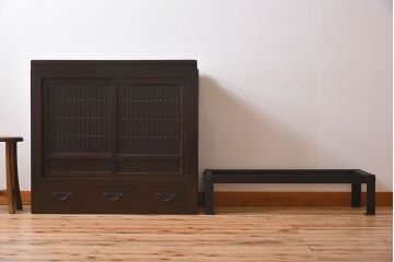 アンティーク家具　【H様購入分】古民具・骨董　三尺　明治大正期　重厚な鉄脚付き!水屋箪笥サイドボード(2)