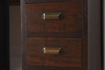 アンティーク家具　古いカバ材の大ぶりなアンティーク両袖机(デスク)