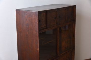 アンティーク家具　 玉杢　タモ材製!上質なアンティーク茶箪笥