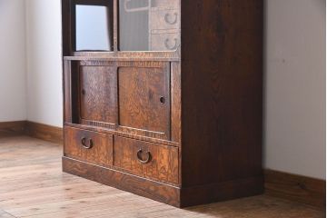 アンティーク家具　 玉杢　タモ材製!上質なアンティーク茶箪笥
