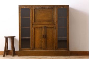 英国アンティーク家具　ビューローブックケース　オーク材