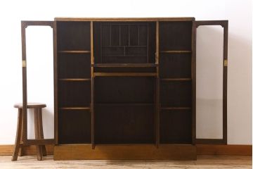 英国アンティーク家具　ビューローブックケース　オーク材