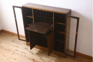 英国アンティーク家具　ビューローブックケース　オーク材