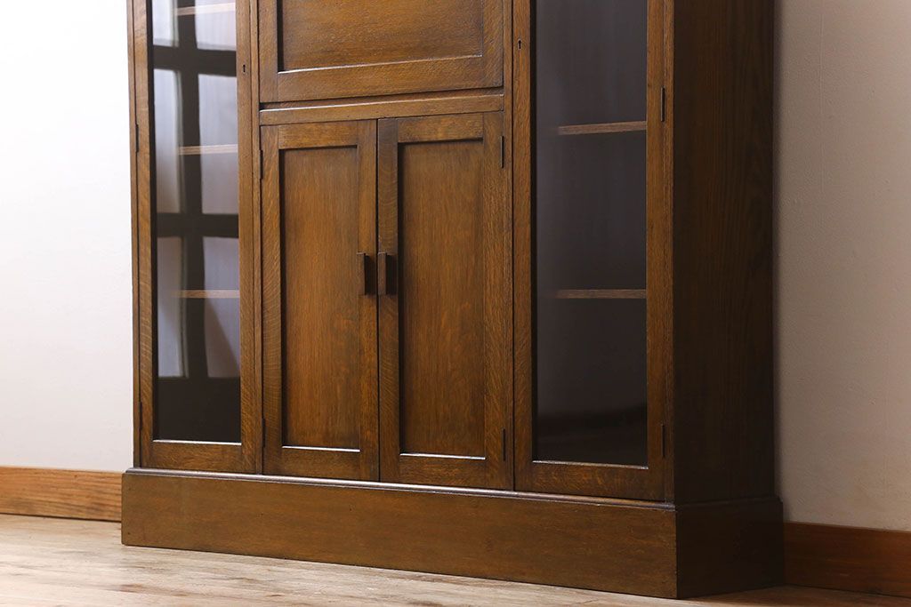 英国アンティーク家具　ビューローブックケース　オーク材