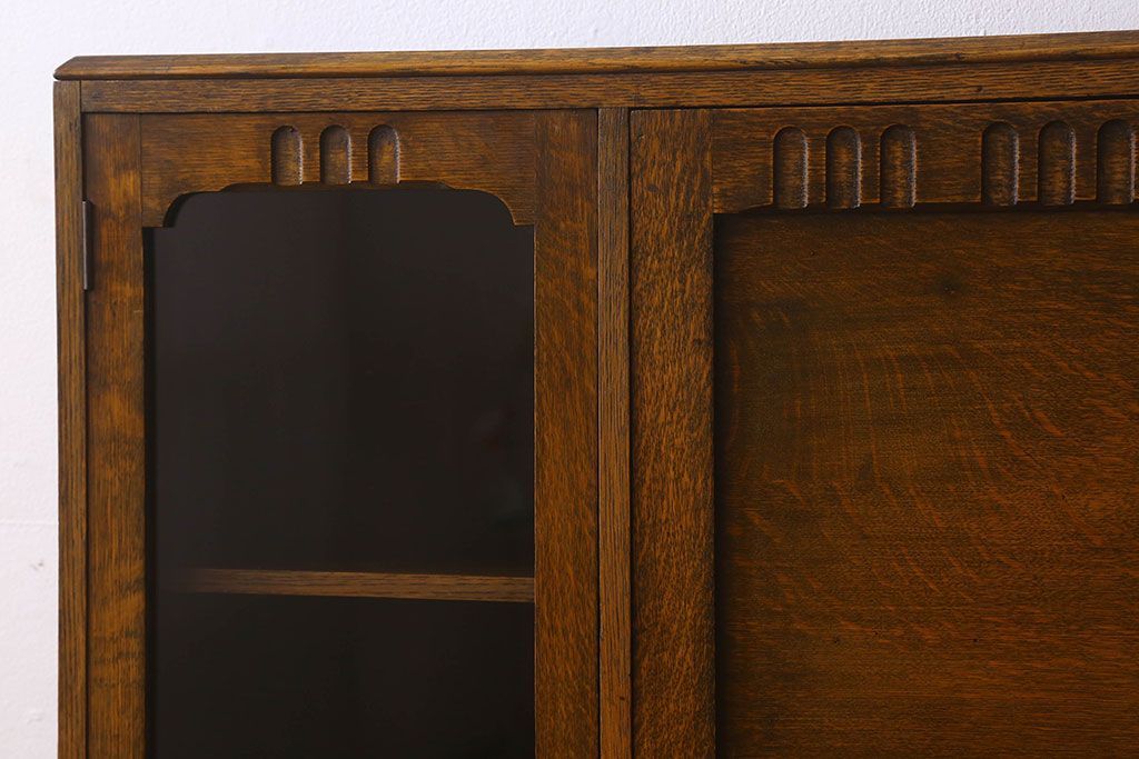 英国アンティーク家具　ビューローブックケース　オーク材