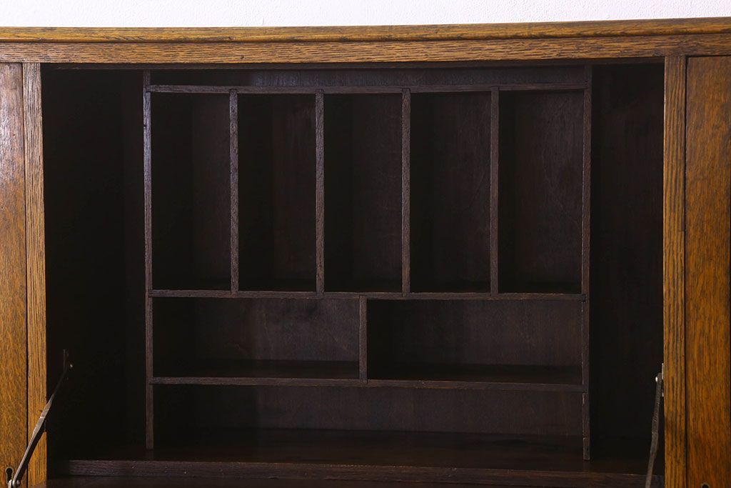 英国アンティーク家具　ビューローブックケース　オーク材