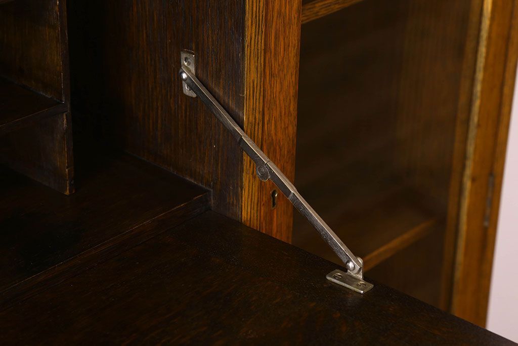 英国アンティーク家具　ビューローブックケース　オーク材