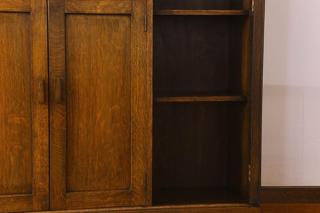 英国アンティーク家具　ビューローブックケース　オーク材