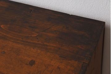 アンティーク家具　古い木のガラス引き戸収納棚　和製アンティーク