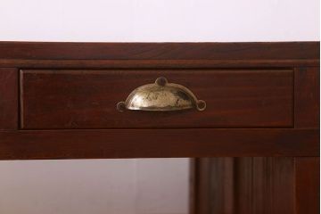 アンティーク家具　大正昭和期　檜材　古い木製のシンプルなアンティーク文机(片袖机)
