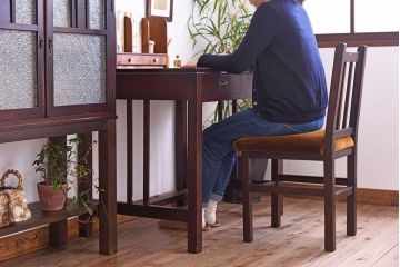 レトロ家具　昭和レトロ　引き出し2杯付き!古い平机(テーブル)(2)