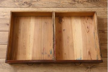 レトロ家具　昭和レトロ　引き出し2杯付き!古い平机(テーブル)(2)