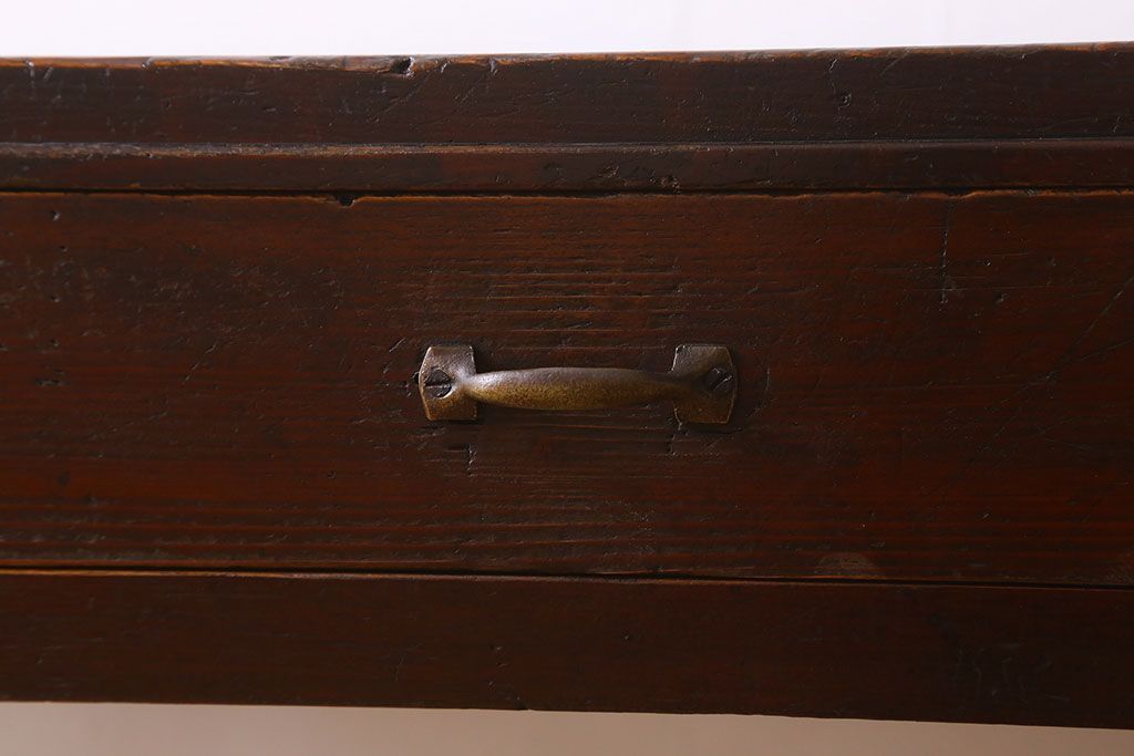 レトロ家具　昭和レトロ　引き出し2杯付き!古い平机(テーブル)(2)