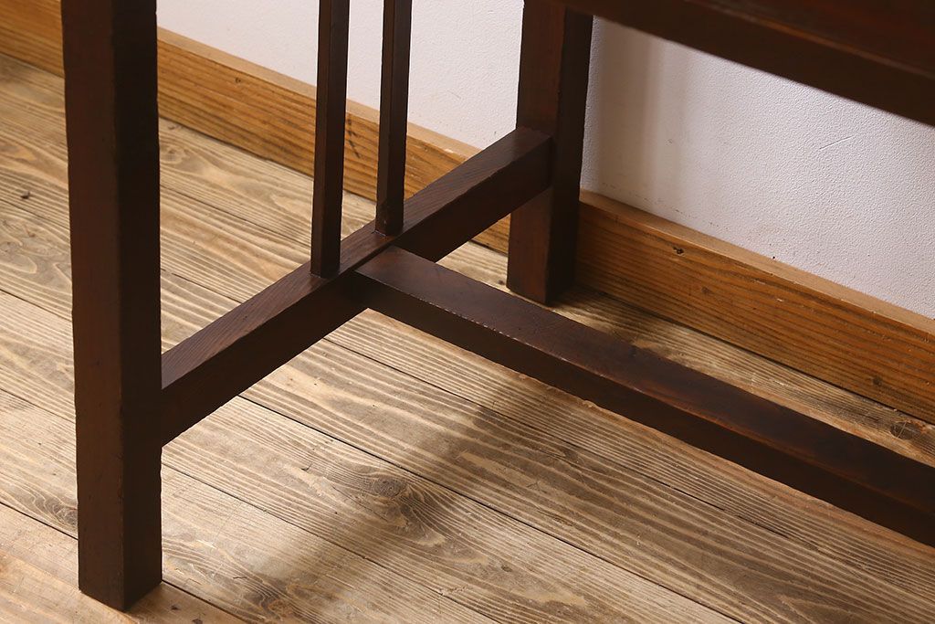 レトロ家具　昭和レトロ　引き出し2杯付き!古い平机(テーブル)(2)