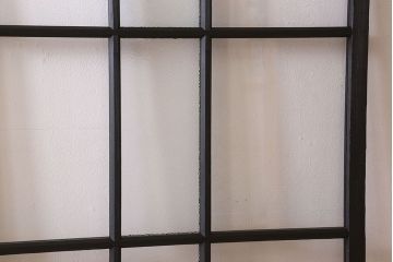 艶消しブラックペイント　和製アンティーク　ダイヤガラス入り!ガラス戸2枚セット