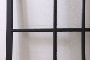 艶消しブラックペイント　和製アンティーク　ダイヤガラス入り!ガラス戸2枚セット
