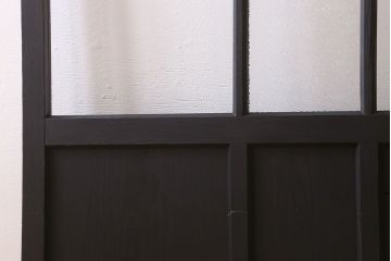 艶消しブラックペイント　和製アンティーク　ダイヤガラス入り!ガラス戸2枚セット