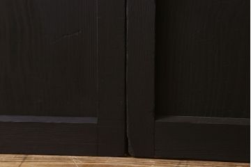 艶消しブラックペイント　和製アンティーク　ダイヤガラス入り!ガラス戸2枚セット