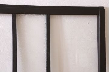 艶消しブラックペイント　和製アンティーク　ダイヤガラス入り!ガラス戸2枚セット