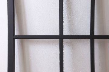 艶消しブラックペイント　和製アンティーク　ダイヤガラス入り!ガラス戸2枚セット