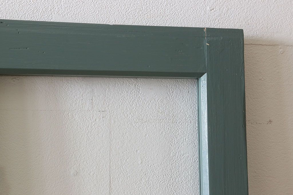 くすんだグリーン×グレーペイント!おしゃれなガラス戸2枚セット