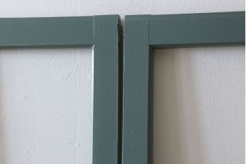 くすんだグリーン×グレーペイント!おしゃれなガラス戸2枚セット