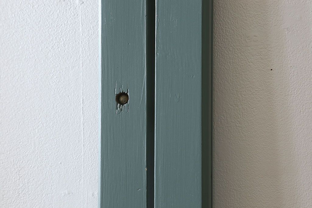 くすんだグリーン×グレーペイント!おしゃれなガラス戸2枚セット