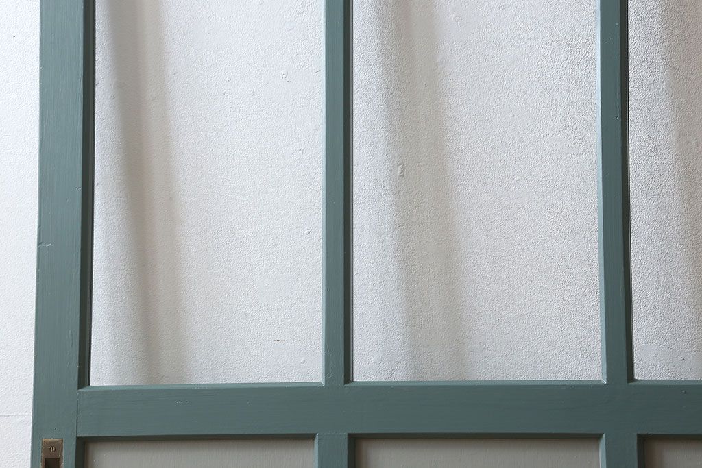 くすんだグリーン×グレーペイント!おしゃれなガラス戸2枚セット