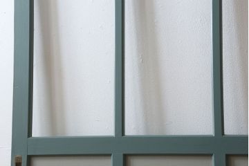 くすんだグリーン×グレーペイント!おしゃれなガラス戸2枚セット