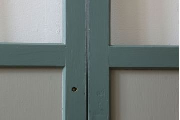 くすんだグリーン×グレーペイント!おしゃれなガラス戸2枚セット